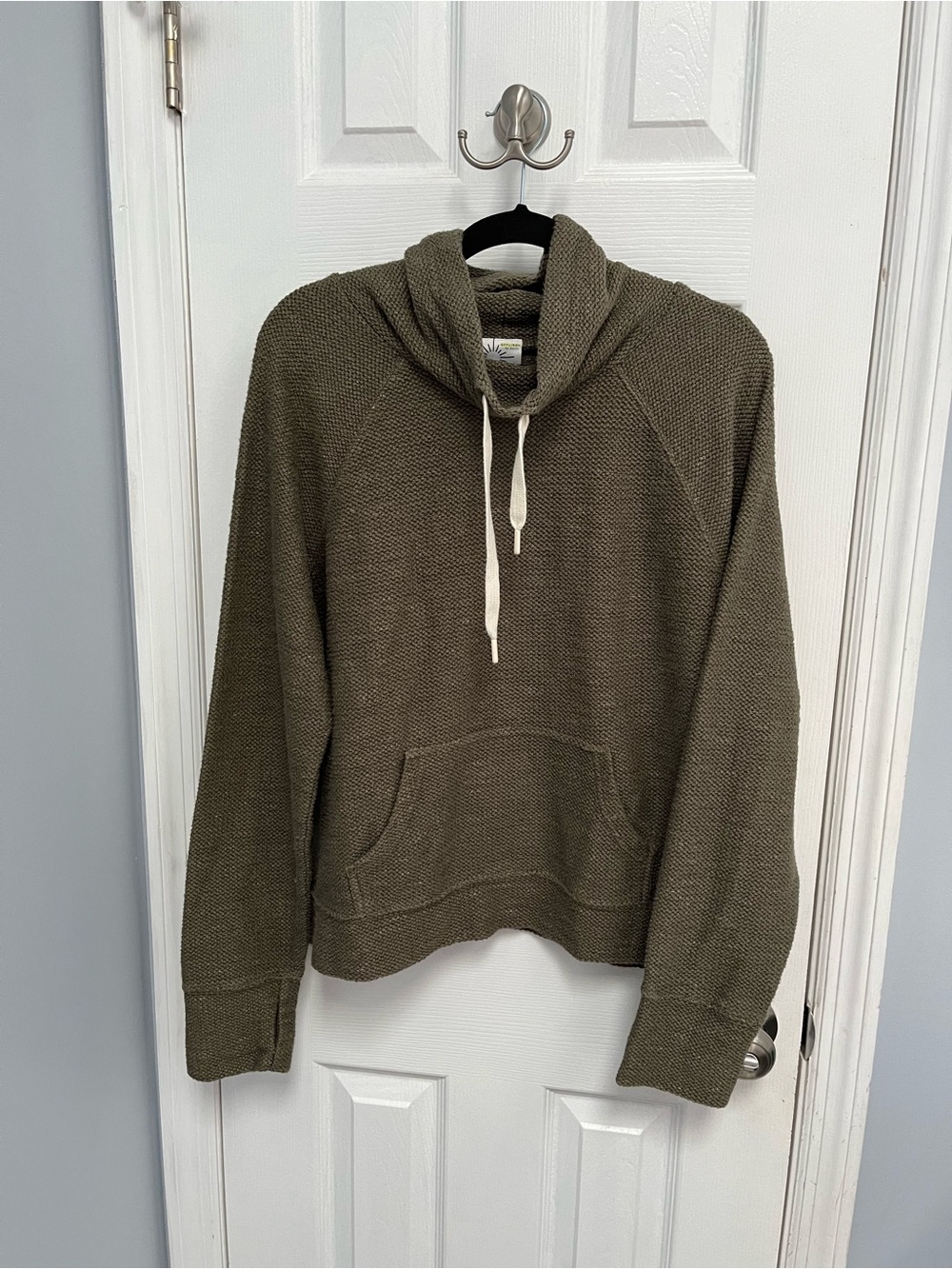 OFFLINE By Aerie Size L Snowday Mock Neck Sweatshirt Pullover Olive Green